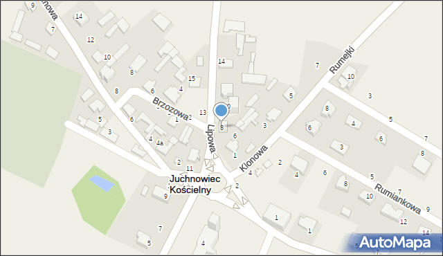 Juchnowiec Kościelny, Lipowa, 8, mapa Juchnowiec Kościelny