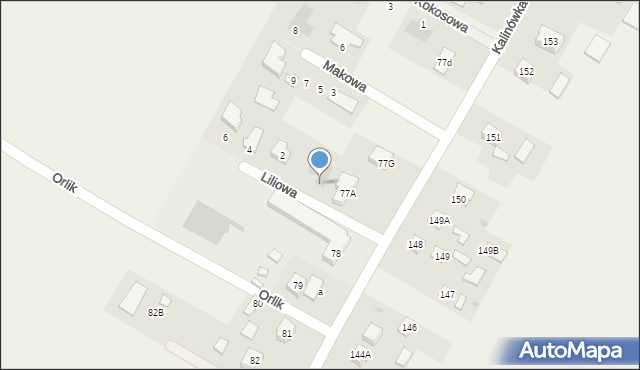 Kalinówka, Liliowa, 1, mapa Kalinówka