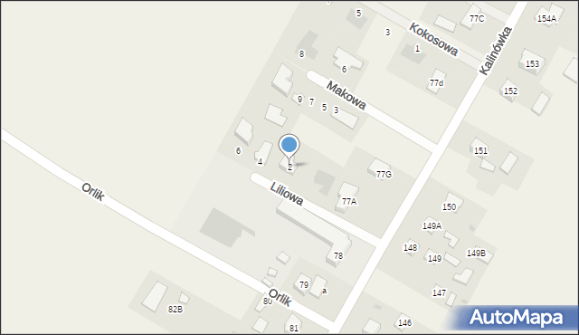 Kalinówka, Liliowa, 2, mapa Kalinówka