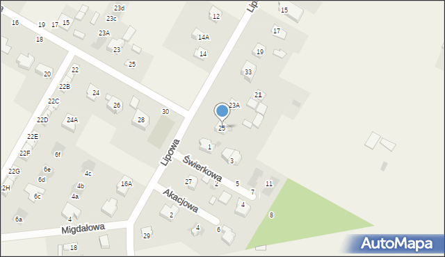 Kalinówka, Lipowa, 25, mapa Kalinówka