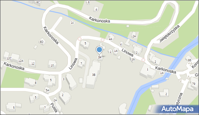 Karpacz, Linowa, 3A, mapa Karpacz