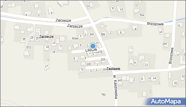 Kaszów, Liliowa, 1, mapa Kaszów