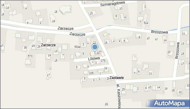 Kaszów, Liliowa, 2, mapa Kaszów