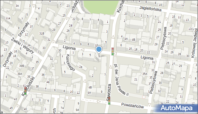 Katowice, Ligonia Juliusza, 7, mapa Katowic