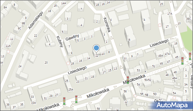 Katowice, Lisieckiego Arkadiusza, ks. bp., 12, mapa Katowic