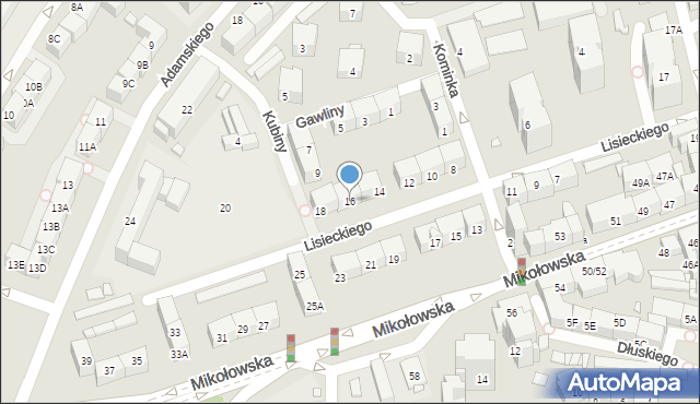Katowice, Lisieckiego Arkadiusza, ks. bp., 16, mapa Katowic