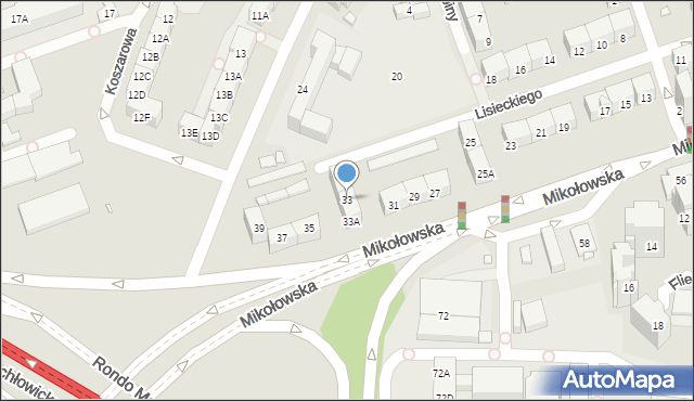 Katowice, Lisieckiego Arkadiusza, ks. bp., 33, mapa Katowic