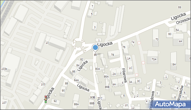 Katowice, Ligocka, 80, mapa Katowic