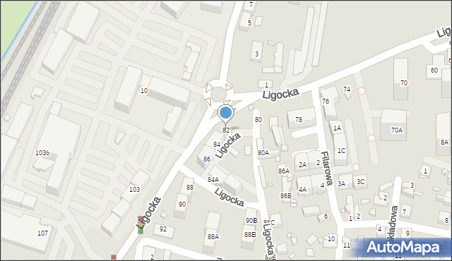 Katowice, Ligocka, 82, mapa Katowic