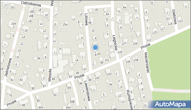 Katowice, Liliowa, 4, mapa Katowic