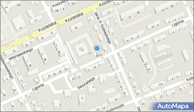 Kędzierzyn-Koźle, Ligonia Juliusza, 18, mapa Kędzierzyna-Koźle