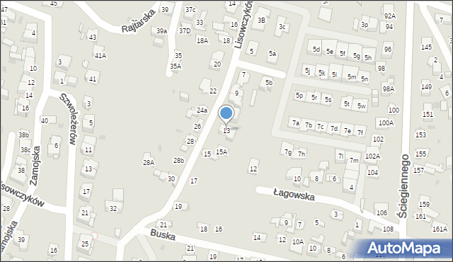 Kielce, Lisowczyków, 13, mapa Kielc