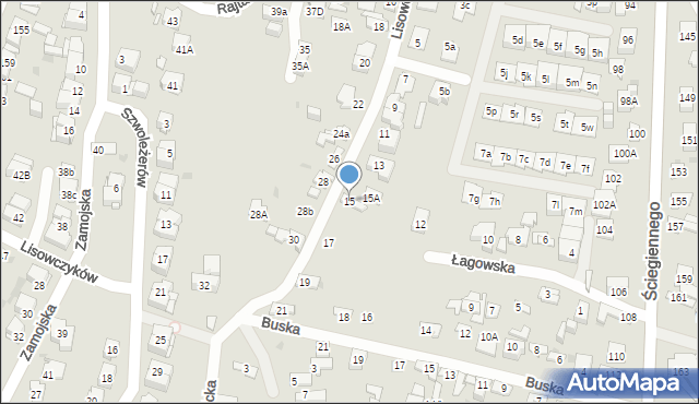 Kielce, Lisowczyków, 15, mapa Kielc