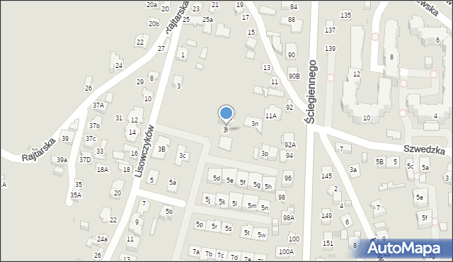 Kielce, Lisowczyków, 3l, mapa Kielc