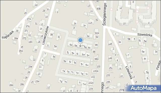 Kielce, Lisowczyków, 5f, mapa Kielc