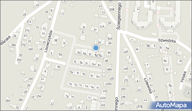 Kielce, Lisowczyków, 5g, mapa Kielc