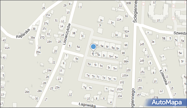 Kielce, Lisowczyków, 5j, mapa Kielc