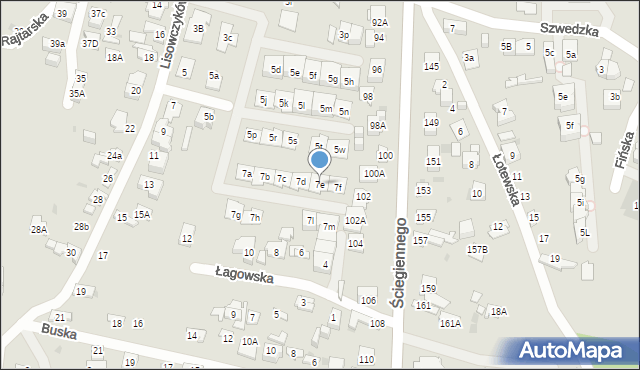 Kielce, Lisowczyków, 7e, mapa Kielc