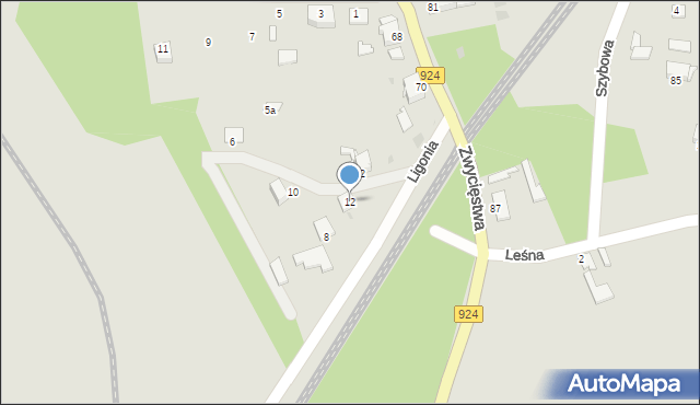 Knurów, Ligonia Juliusza, 12, mapa Knurów