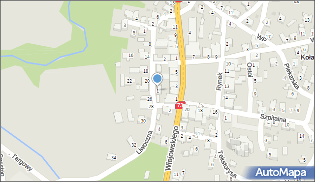 Kołaczyce, Liwoczna, 1, mapa Kołaczyce