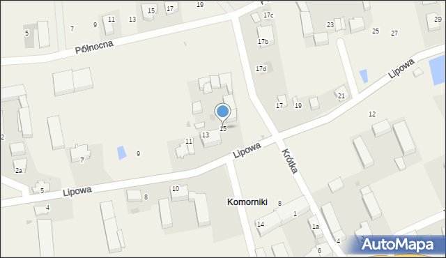 Komorniki, Lipowa, 15, mapa Komorniki