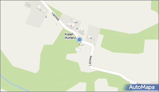 Konary, Lipowa, 14, mapa Konary