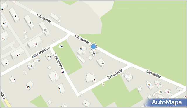 Konstancin-Jeziorna, Literatów, 25, mapa Konstancin-Jeziorna
