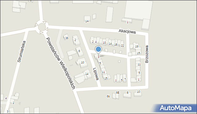 Kostrzyn, Lipowa, 1, mapa Kostrzyn