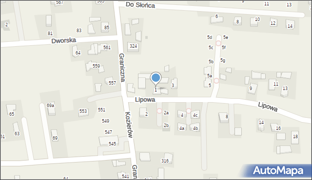 Kozierów, Lipowa, 1, mapa Kozierów