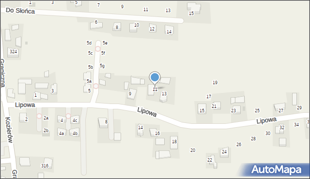 Kozierów, Lipowa, 11, mapa Kozierów