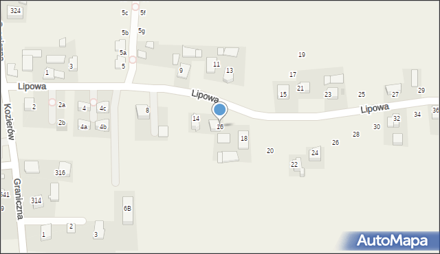 Kozierów, Lipowa, 16, mapa Kozierów