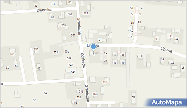 Kozierów, Lipowa, 2, mapa Kozierów