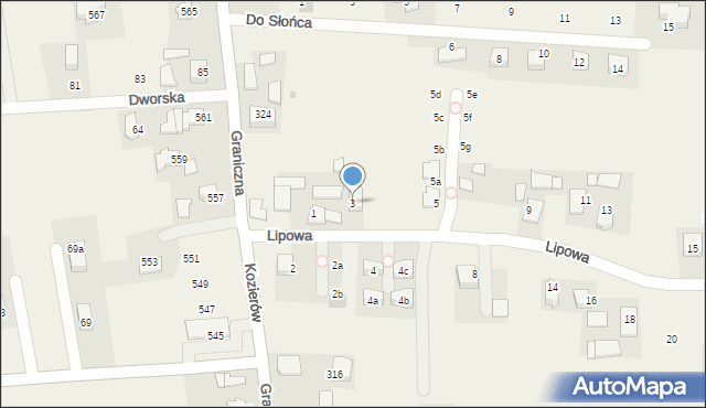 Kozierów, Lipowa, 3, mapa Kozierów