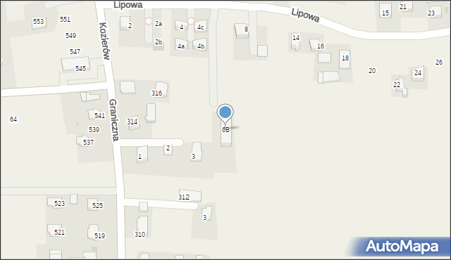 Kozierów, Lipowa, 6B, mapa Kozierów