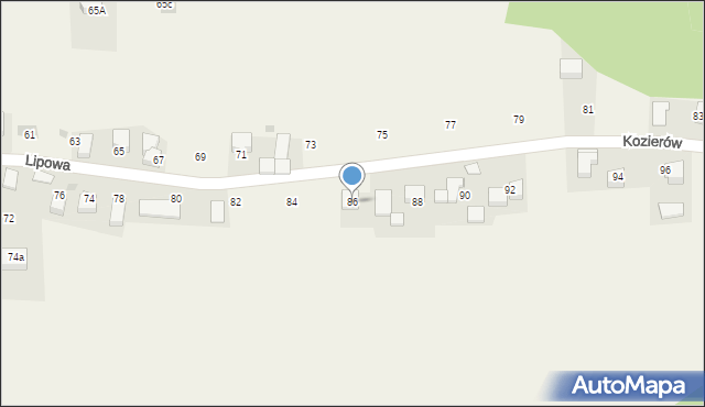 Kozierów, Lipowa, 86, mapa Kozierów