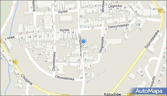 Kożuchów, Limanowskiego Bolesława, 3, mapa Kożuchów