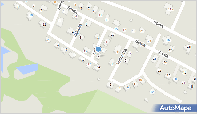 Kożuchów, Lisia, 5, mapa Kożuchów