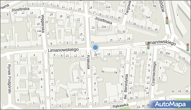 Kraków, Limanowskiego Bolesława, 16, mapa Krakowa