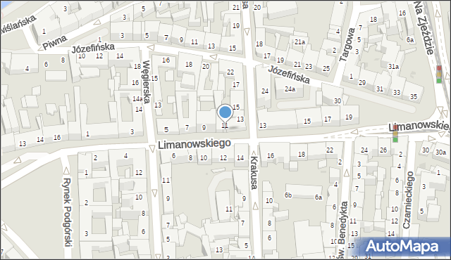 Kraków, Limanowskiego Bolesława, 11a, mapa Krakowa