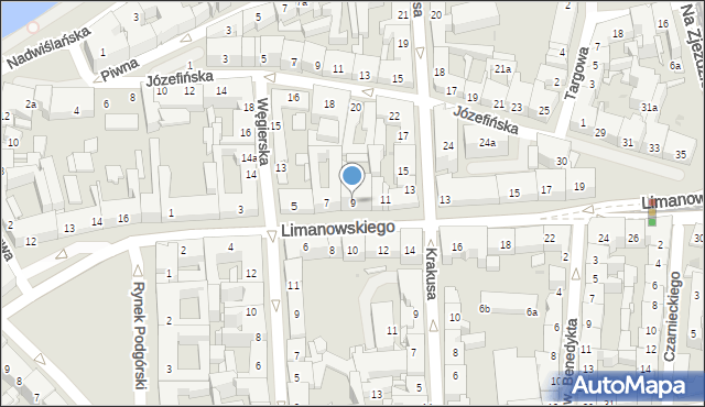 Kraków, Limanowskiego Bolesława, 9, mapa Krakowa