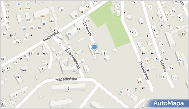Kraków, Lisa-Kuli Leopolda, płk., 4, mapa Krakowa