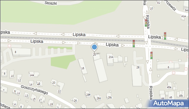 Kraków, Lipska, 20, mapa Krakowa