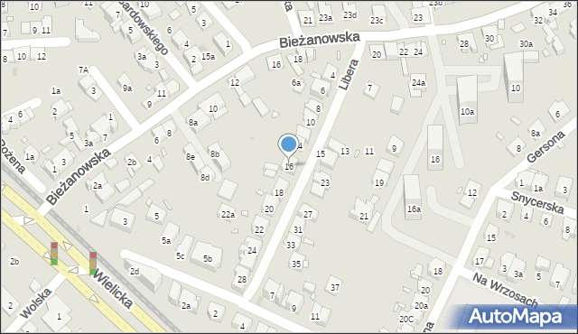 Kraków, Libera Anny, 16, mapa Krakowa