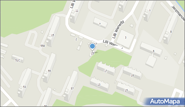 Kraków, Lilli Wenedy, 13, mapa Krakowa