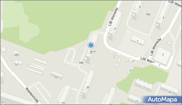 Kraków, Lilli Wenedy, 15, mapa Krakowa