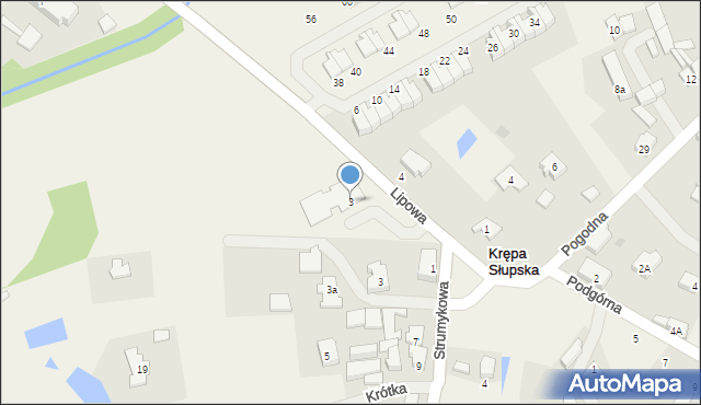 Krępa Słupska, Lipowa, 3, mapa Krępa Słupska
