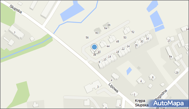 Krępa Słupska, Lipowa, 38, mapa Krępa Słupska