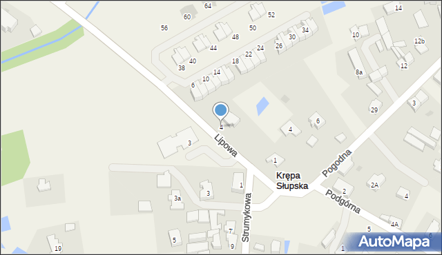 Krępa Słupska, Lipowa, 4, mapa Krępa Słupska