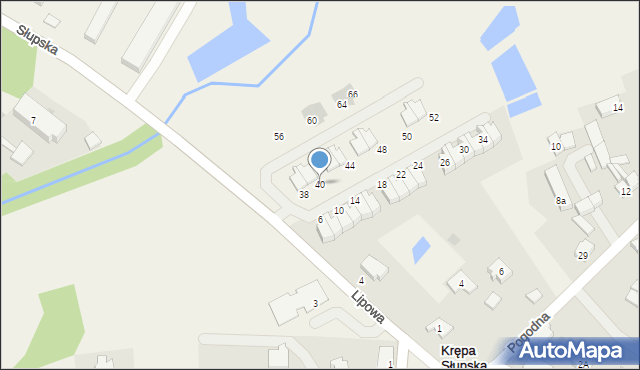 Krępa Słupska, Lipowa, 40, mapa Krępa Słupska
