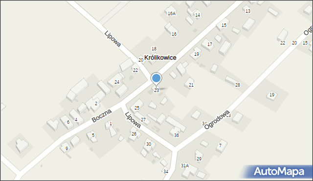 Królikowice, Lipowa, 23, mapa Królikowice